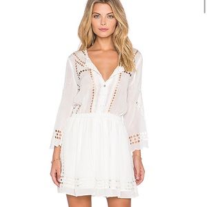 Tularosa white dress embroidered eyelet cutouts XS